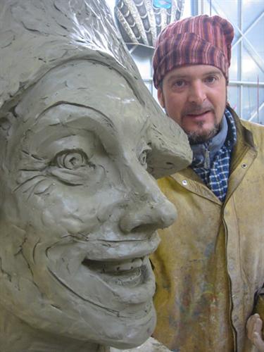 Simone Politi e il volto di Burlamacco creta